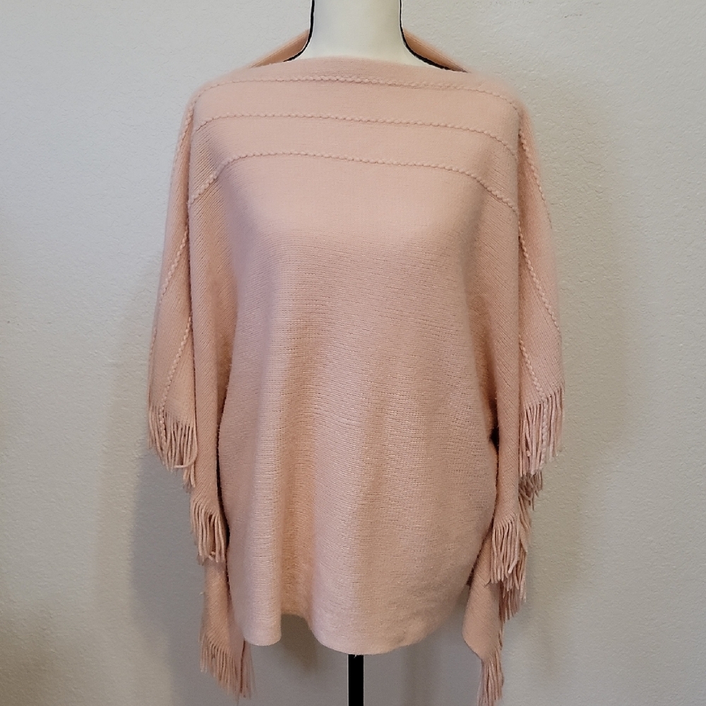 Blush Pink Super Soft Fringed Women's Poncho/Shawl/Sweater